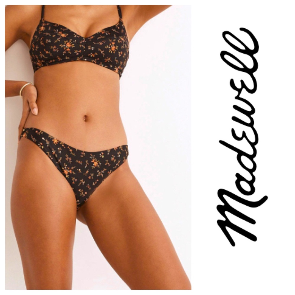 Madewell Bikini Bottom Swim Second Wave Classic Cheeky In Fresh Sprigs Floral M